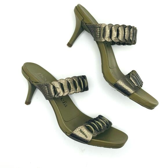 Pedro Garcia olive green kitten heel sandals with braided straps size 37 - Picture 4 of 10